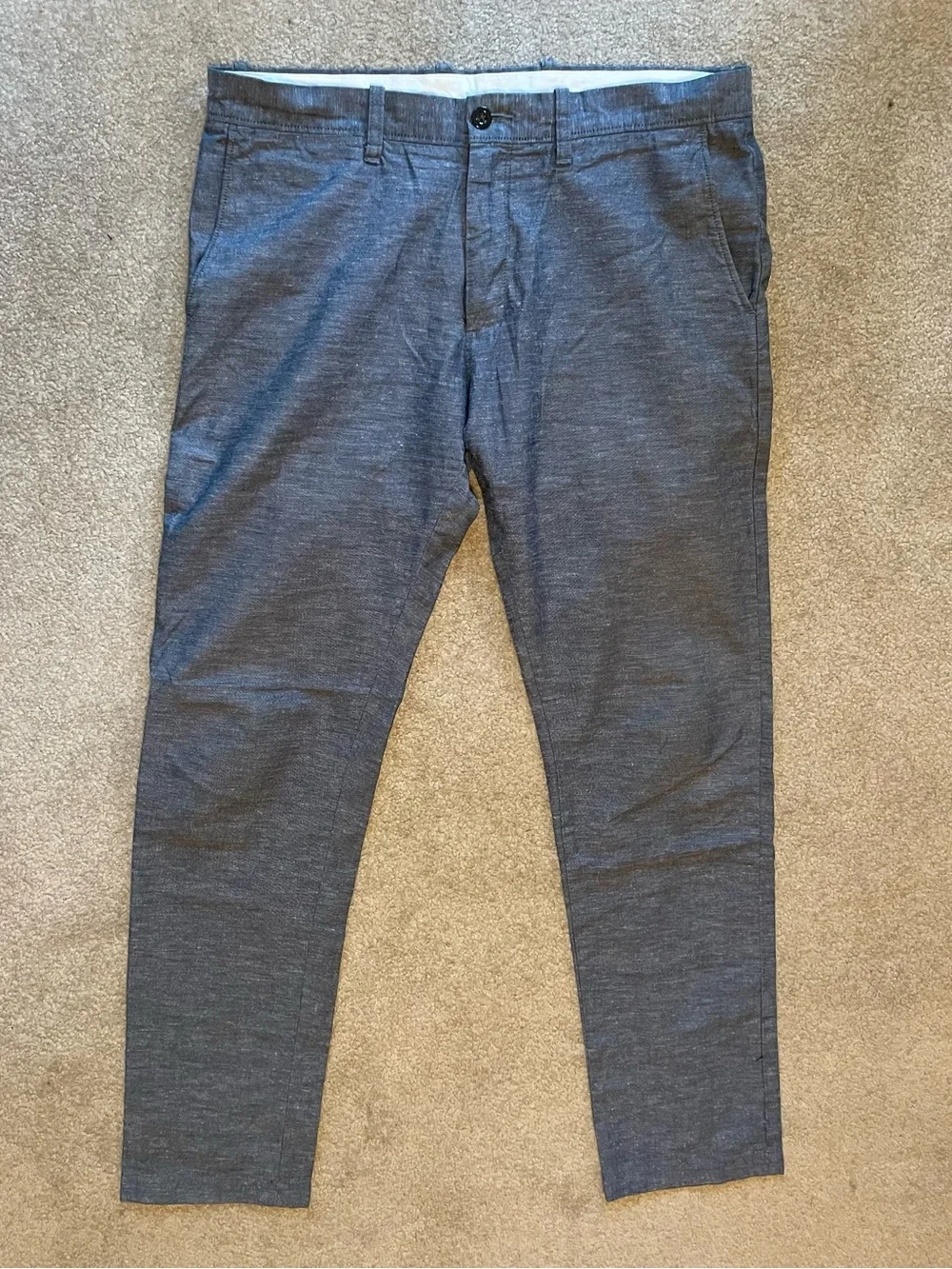 J.Crew 484 Slim-Fit Cotton-Linen Blend Chino Pants in Blue Chambray 33/32